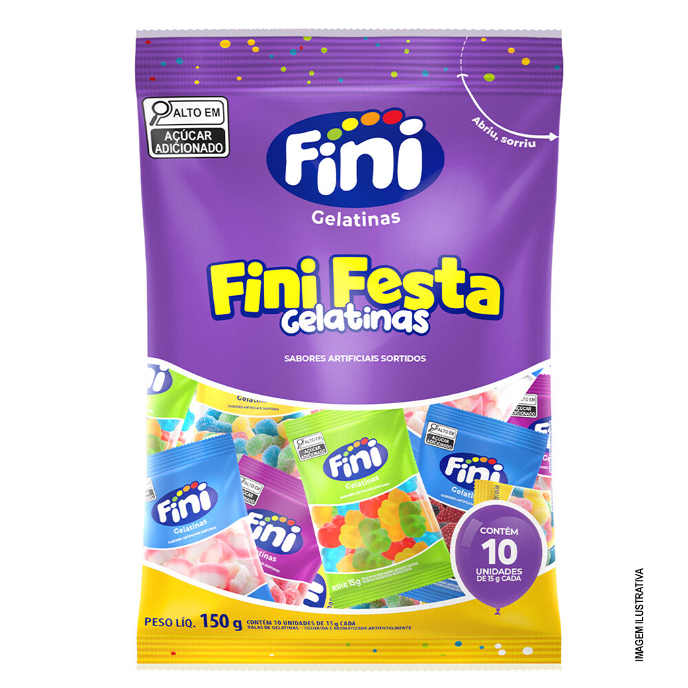 Fini Festa Gelatinas com 10 pacotes de 15g cada